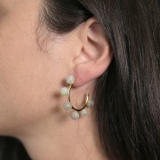 Créoles pour 6 perles semi-percées 25 mm - Acier Inoxydable 304L Doré x2