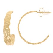 Créoles larges irrégulières martelées 26 mm - Acier inoxydable 316L Doré x2