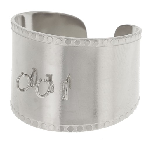 Bague large réglable - 3 anneaux ouverts - T.52 à 58 - Acier inoxydable 316L x1