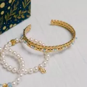 Bracelet jonc ovale tressé - réglable 8x165 mm - Acier inoxydable 316L Doré