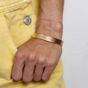 Bracelet jonc ovale martelé - réglable 10x160 mm - Acier inoxydable 316L Doré