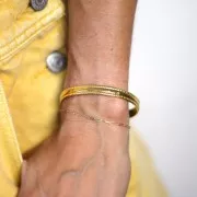 Bracelet jonc ovale texturé - réglable 7x155 mm - Acier inoxydable 316L Doré