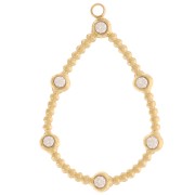 Pendentifs goutte petite boules & oxydes zirconium 30x20mm Acier inox 316L Doré x2|raw }}