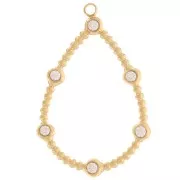 Pendentifs goutte petite boules & oxydes zirconium 30x20mm Acier inox 316L Doré x2