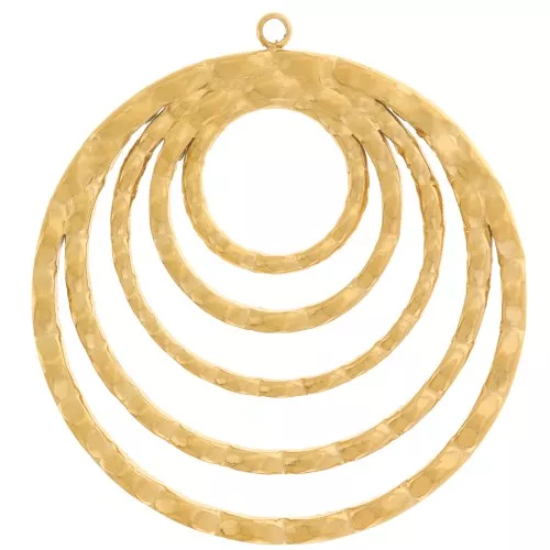 Pendentifs cercle ajouré texturé 33 mm - Acier inoxydable 316L Doré x2
