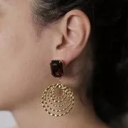 Pendentifs cercle ajouré texturé 33 mm - Acier inoxydable 316L Doré x2