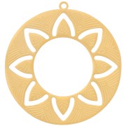 Pendentif rond évidé 30 mm - motif ethnique - Acier inoxydable 316L Doré x1|raw }}