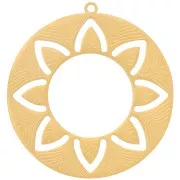 Pendentif rond évidé 30 mm - motif ethnique - Acier inoxydable 316L Doré x1