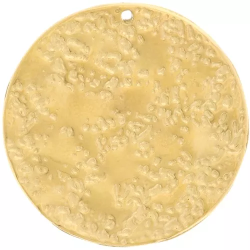 Pendentif rond martelé 25.5 mm - Acier inoxydable 316L Doré x1