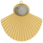 Pendentif ethnique effet plissé 27x28mm pour cabochon 10x8 mm Acier inox 316L Doré