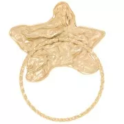 Pendentif étoile de mer martelé et cercle diamanté 29x23 mm - Acier inox 304L Doré