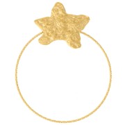 Pendentif étoile de mer martelé et cercle diamanté 50x40 mm - Acier inox 304L Doré|raw }}