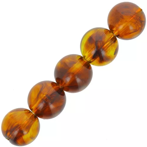 Perles en résine translucide 6 mm - Ambre marbré x20