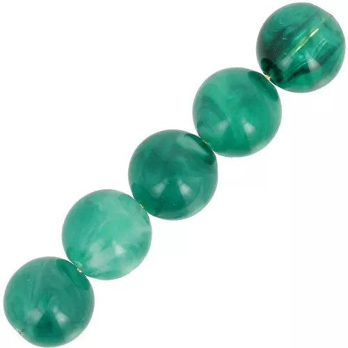Perles en résine transparente 6 mm - Vert bouteille marbré x20