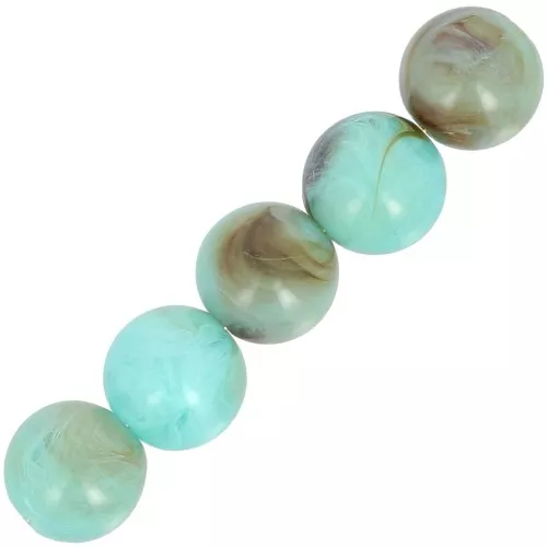 Perles en résine opaque 6 mm - Turquoise marbré x20