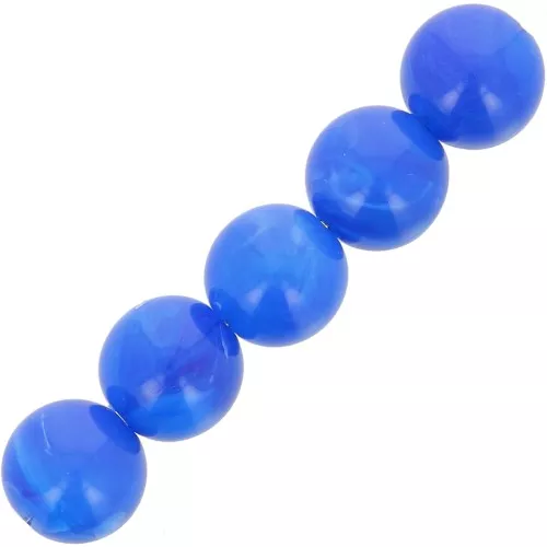 Perles en résine opaque 6 mm - Bleu royal marbré x20