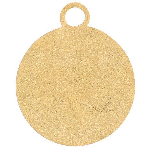 Breloque ronde martelée diamantée 16 mm - Acier inoxydable 316L Doré x1