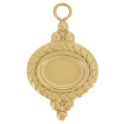 Breloque ethnique 22x13 mm pour cabochon 8x6 mm - Acier inoxydable 316L Doré x1