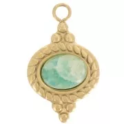 Breloque ethnique 22x13 mm pour cabochon 8x6 mm - Acier inoxydable 316L Doré x1