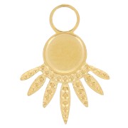 Breloque ethnique texturée 13x10 mm pour cabochon 4 mm - Acier inox 316L Doré x1