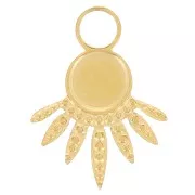 Breloque ethnique texturée 13x10 mm pour cabochon 4 mm - Acier inox 316L Doré x1