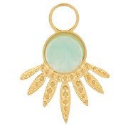 Breloque ethnique texturée 13x10 mm pour cabochon 4 mm - Acier inox 316L Doré x1