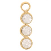 Breloque barre 11x3 mm avec 3 oxydes de zirconium - Acier inoxydable 304L Doré x1