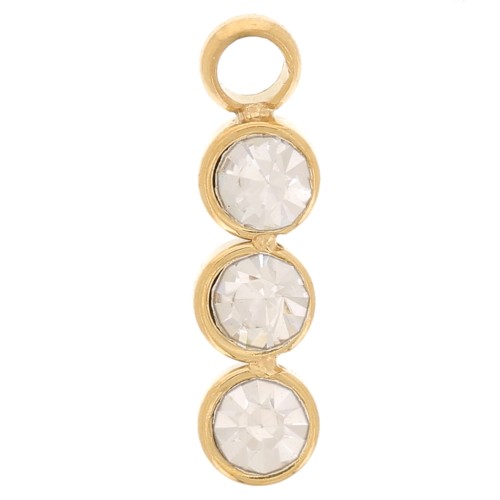 Breloque barre 11x3 mm avec 3 oxydes de zirconium - Acier inoxydable 304L Doré x1