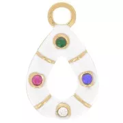 Breloque goutte 16x10 mm avec époxy et oxydes de zirconium - Acier inox 304L Doré