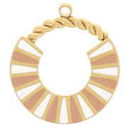 Breloque ronde design 15 mm avec résine époxy - Acier inoxydable 316L Doré x1