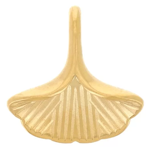 Breloque feuille de Ginkgo 12 mm - Acier inoxydable 304L Doré x1
