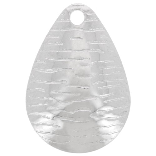 Breloque goutte striée 16x11 mm - Acier inoxydable 304L x1