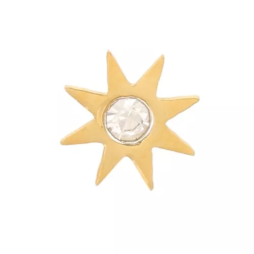 Éléments étoile à coller 5 mm avec oxyde de zirconium - Acier inox 316L Doré x4