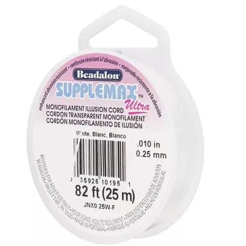 Fil nylon invisible - illusion cord Supplemax Ultra 0.25 mm - Blanc x25m