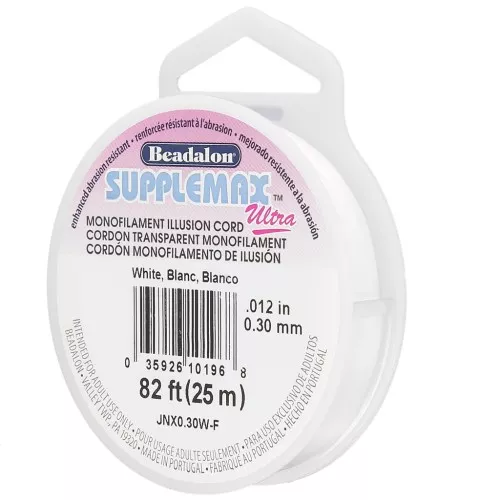 Fil nylon invisible - illusion cord Supplemax Ultra 0.30 mm - Blanc x25m