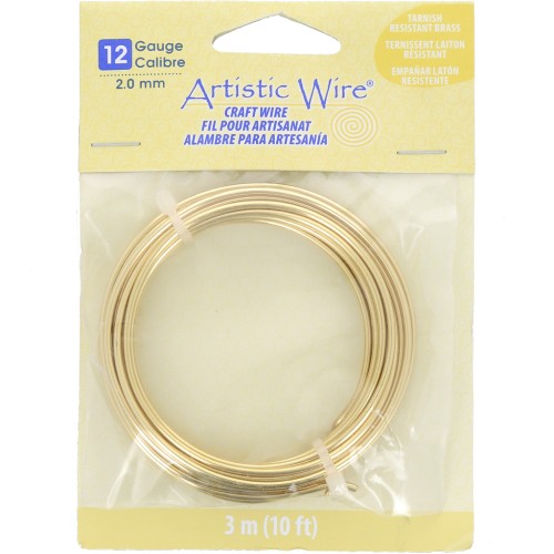 Fil de laiton Artistic Wire 2 mm - brut traité Anti-ternissement x3m