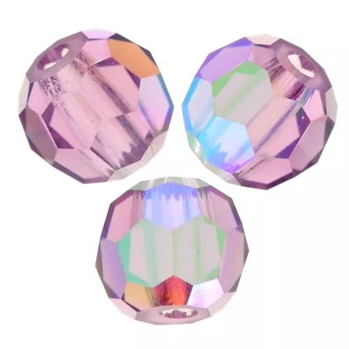 Perles rondes facettées Preciosa - Round Bead 3 mm - Amethyst AB x20
