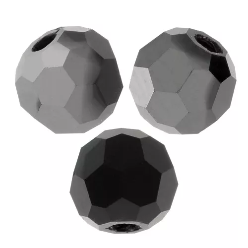 Perles rondes facettées Preciosa - Round Bead 3 mm - Jet Hematite Half x20