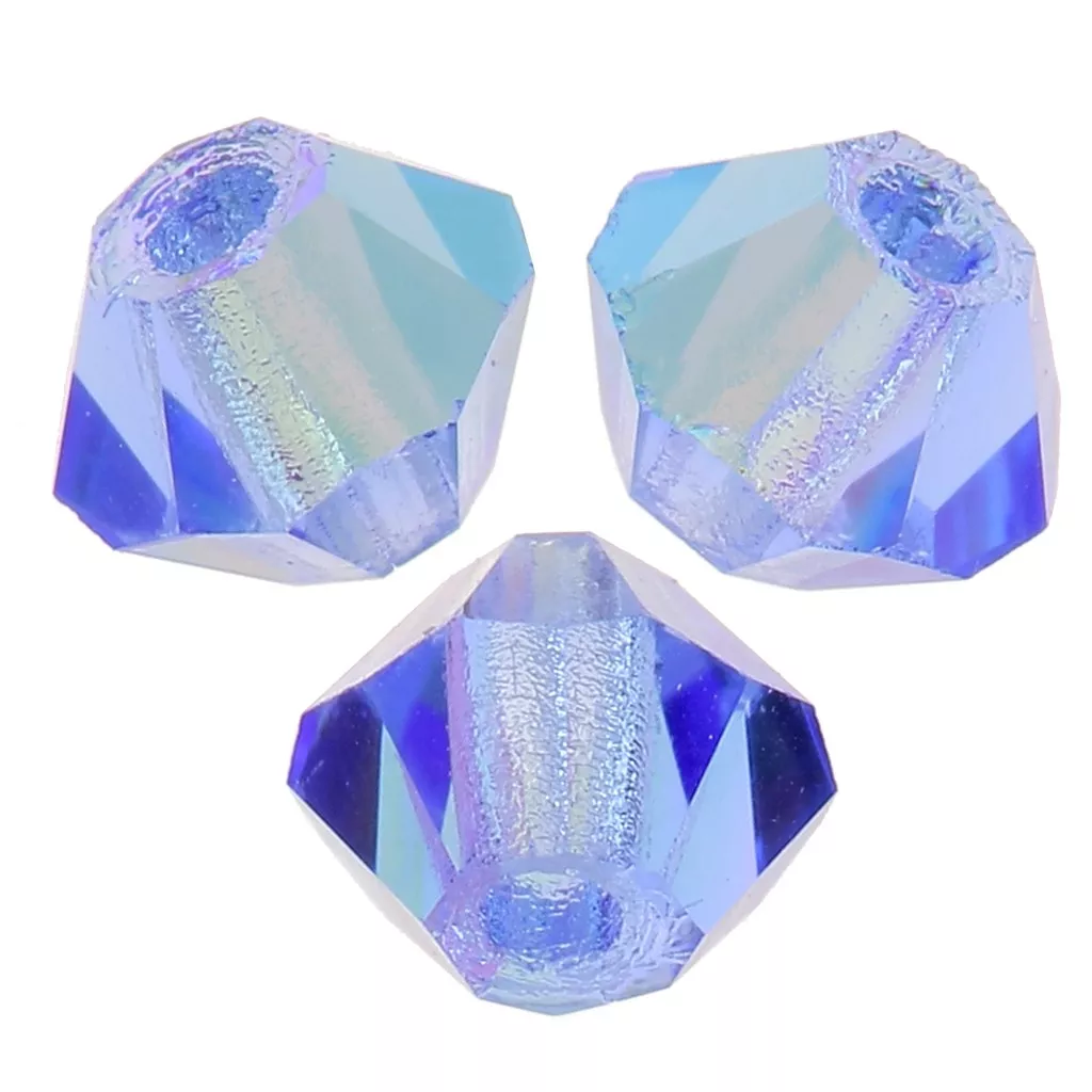 Lot De 100 Perles Toupies Crystal 4mm Couleur Saphir - Marque Preciosa (style Swarovski), Neuf