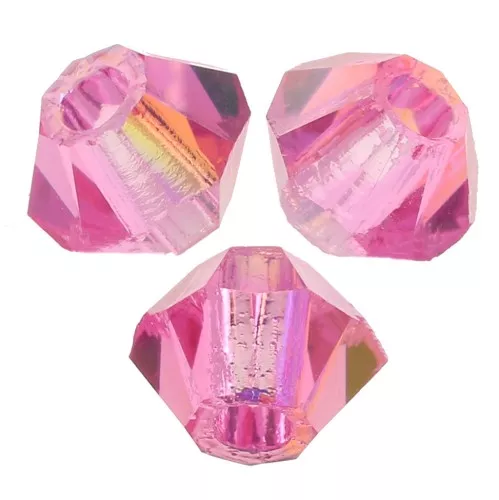 Perles toupies Preciosa - Rondelle Bead 3 mm - Rose Glitter x30