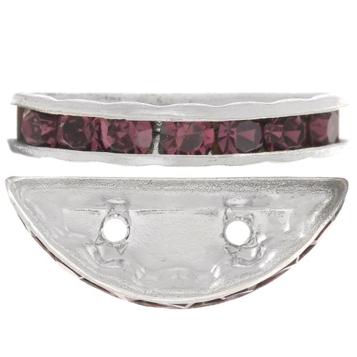 Rondelle Demi-Lune 20x9 mm argentée Amethyst x1