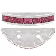 Rondelle Demi-Lune 20x9 mm argentée Fuchsia x1