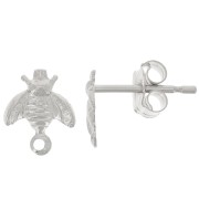 Clous d'oreilles abeille 7.5x6 mm avec anneau fermé - Argent 925 x2