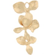 Pendentif intercalaire 3 fleurs orchidées texturées 31x15 mm - Doré à l'or fin x1