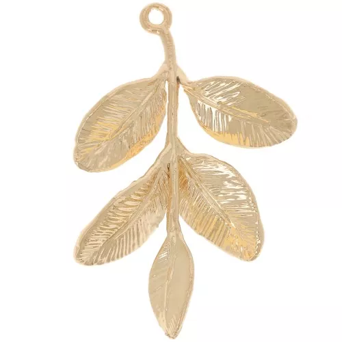 Pendentif feuilles 31 mm Doré à l'or fin x1