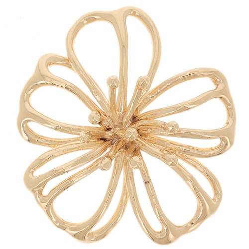 Pendentif intercalaire fleur évidée 18x20 mm Doré à l'or fin x1
