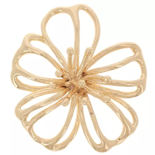 Pendentif intercalaire fleur évidée 18x20 mm Doré à l'or fin x1