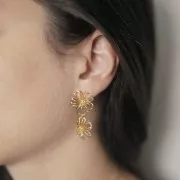 Pendentif intercalaire fleur évidée 18x20 mm Doré à l'or fin x1