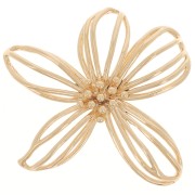 Pendentif intercalaire fleur évidée 28x29 mm Doré à l'or fin x1