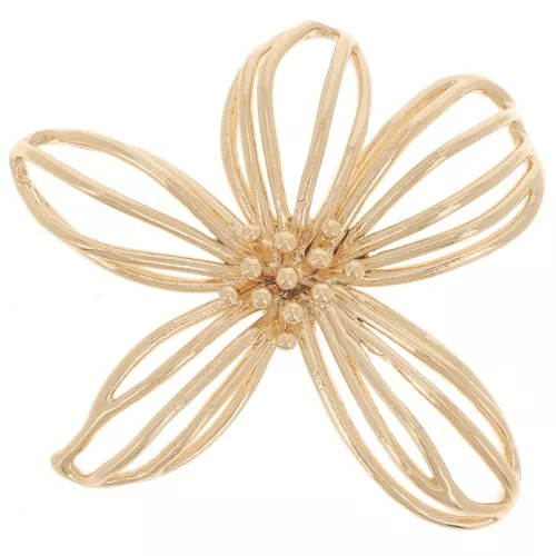 Pendentif intercalaire fleur évidée 28x29 mm Doré à l'or fin x1